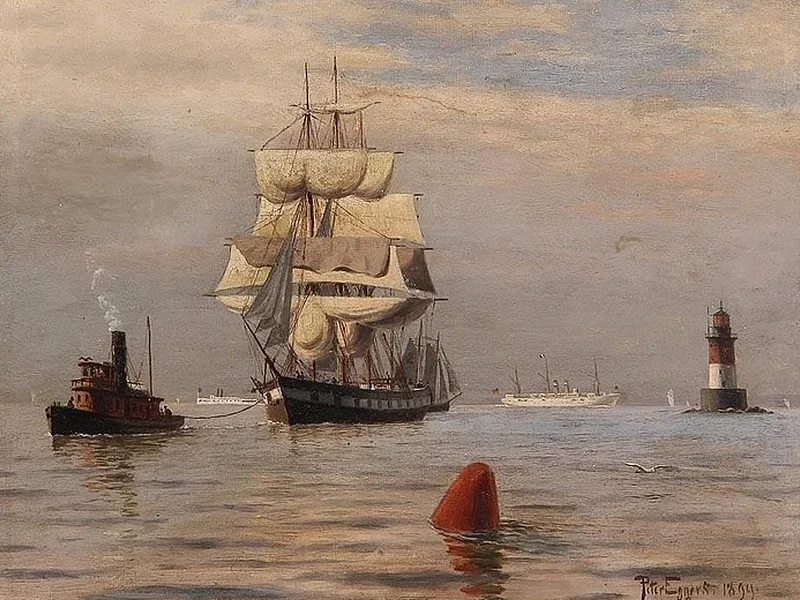 1855-Johan Peter Eggers - Veliero in porto